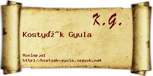 Kostyák Gyula névjegykártya